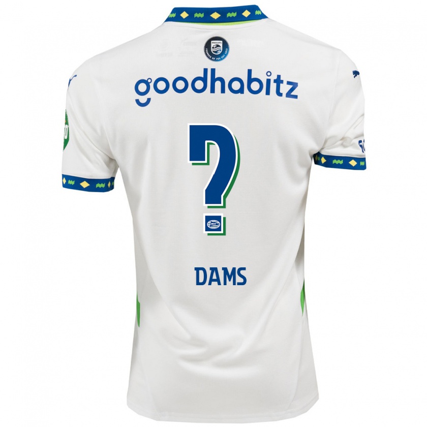 Kandiny Kinder Matteo Dams #0 Weiß Dunkelblau Ausweichtrikot Trikot 2024/25 T-Shirt