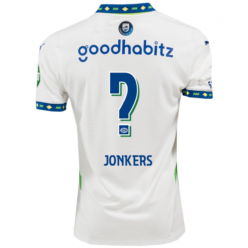 Kandiny Kinder Brent Jonkers #0 Weiß Dunkelblau Ausweichtrikot Trikot 2024/25 T-Shirt