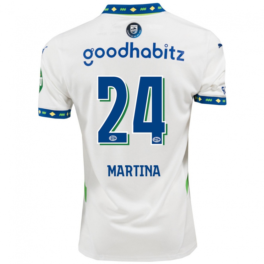 Kandiny Kinder Shijona Martina #24 Weiß Dunkelblau Ausweichtrikot Trikot 2024/25 T-Shirt