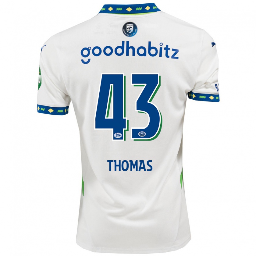 Kandiny Kinder Kealyn Thomas #43 Weiß Dunkelblau Ausweichtrikot Trikot 2024/25 T-Shirt