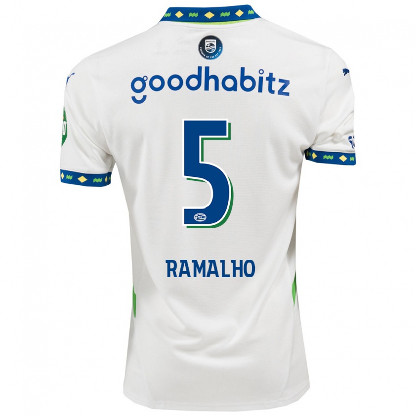 Kandiny Kinder André Ramalho #5 Weiß Dunkelblau Ausweichtrikot Trikot 2024/25 T-Shirt