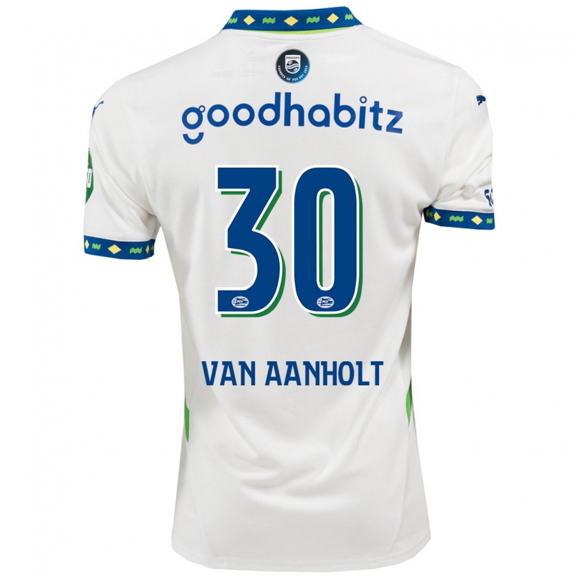 Kandiny Kinder Patrick Van Aanholt #30 Weiß Dunkelblau Ausweichtrikot Trikot 2024/25 T-Shirt