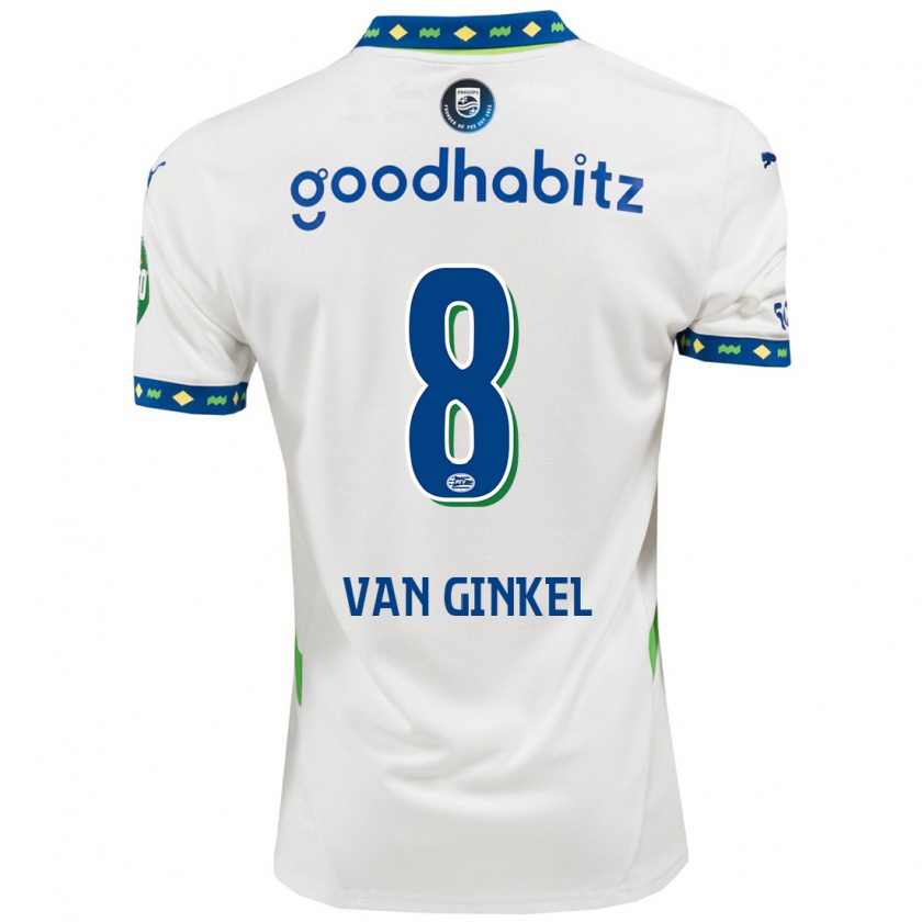 Kandiny Kinder Marco Van Ginkel #8 Weiß Dunkelblau Ausweichtrikot Trikot 2024/25 T-Shirt