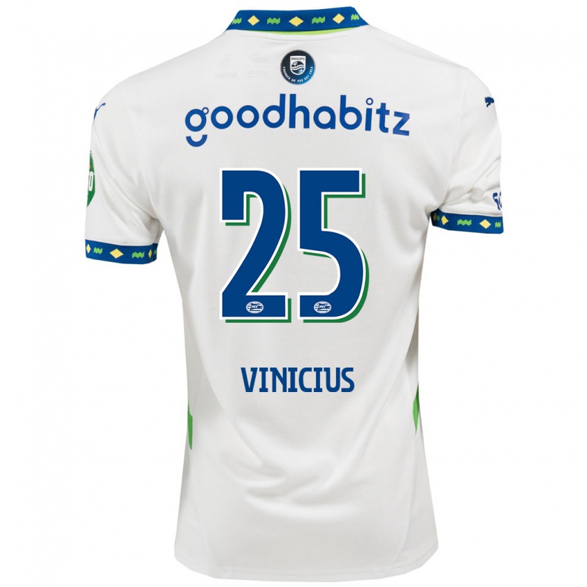 Kandiny Kinder Carlos Vinicius #25 Weiß Dunkelblau Ausweichtrikot Trikot 2024/25 T-Shirt