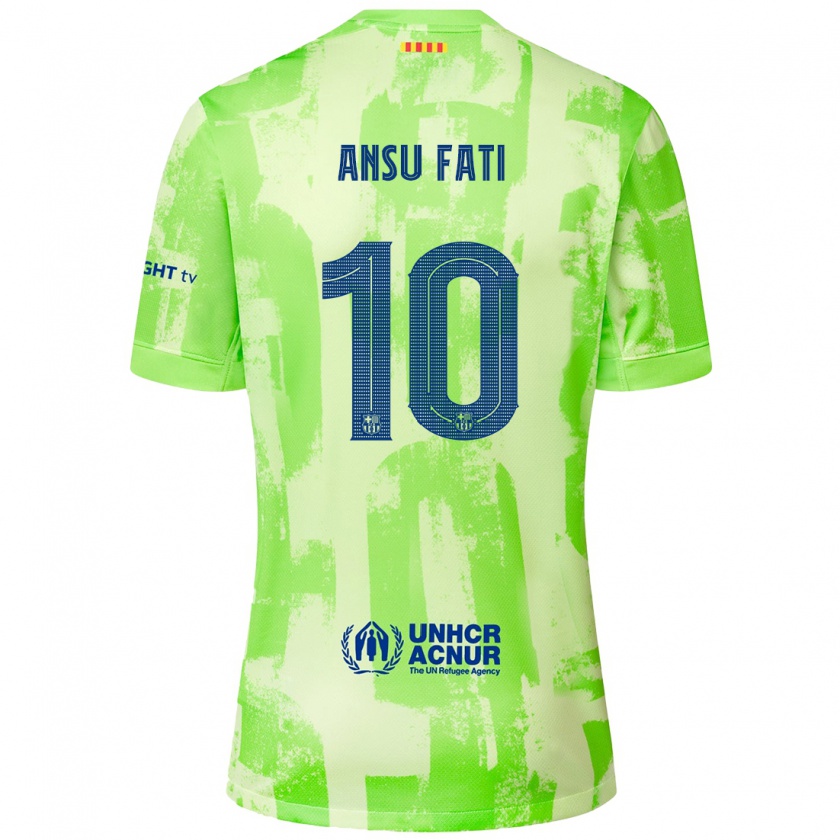 Kandiny Kinder Ansu Fati #10 Limettengrün Ausweichtrikot Trikot 2024/25 T-Shirt