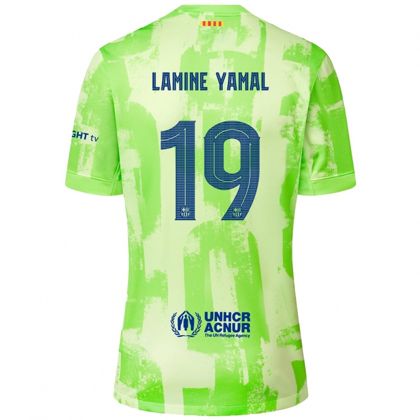 Kandiny Kinder Lamine Yamal #19 Limettengrün Ausweichtrikot Trikot 2024/25 T-Shirt