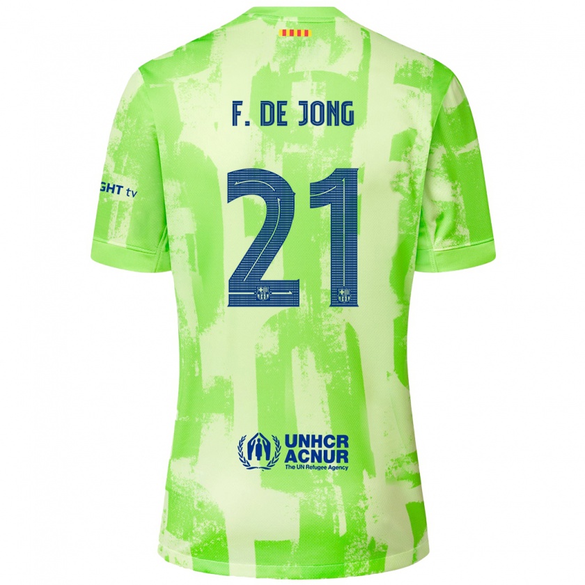 Kandiny Kinder Frenkie De Jong #21 Limettengrün Ausweichtrikot Trikot 2024/25 T-Shirt