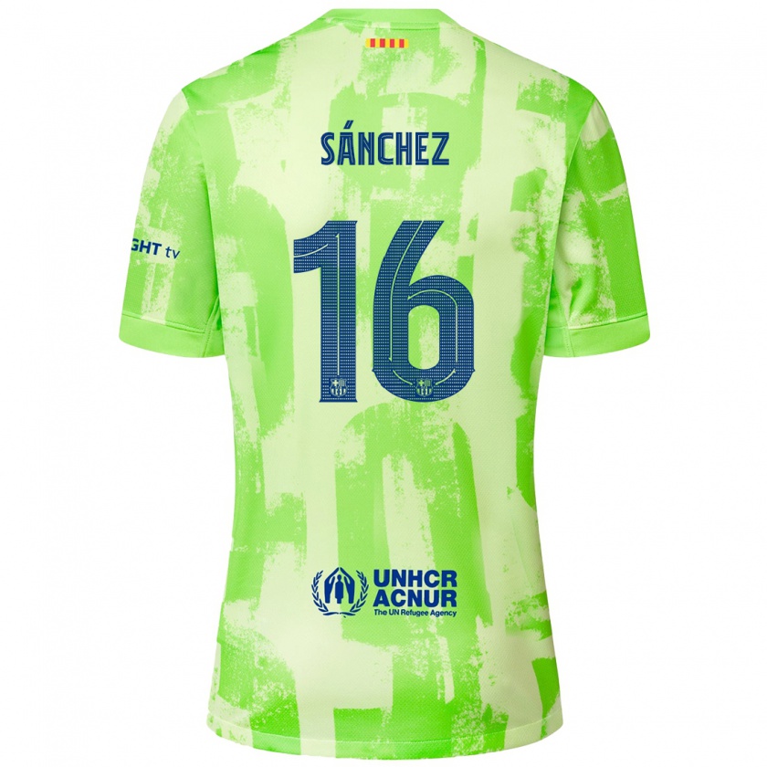 Kandiny Kinder Edu Sánchez #16 Limettengrün Ausweichtrikot Trikot 2024/25 T-Shirt