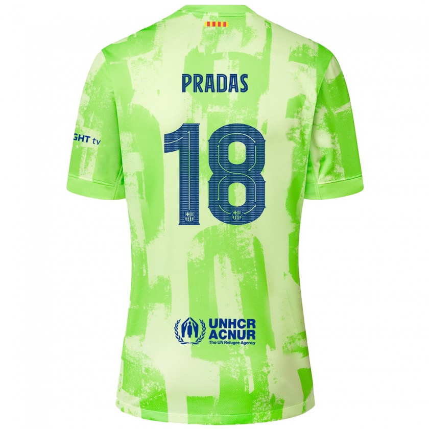 Kandiny Kinder Arnau Pradas #18 Limettengrün Ausweichtrikot Trikot 2024/25 T-Shirt