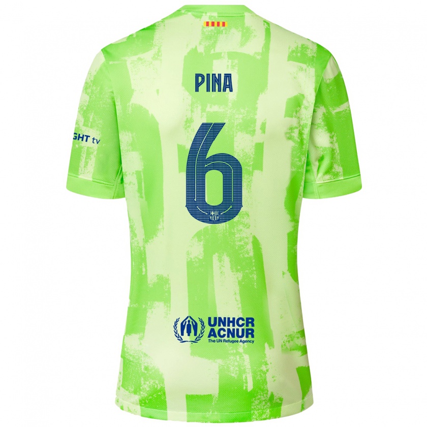 Kandiny Kinder Clàudia Pina #6 Limettengrün Ausweichtrikot Trikot 2024/25 T-Shirt