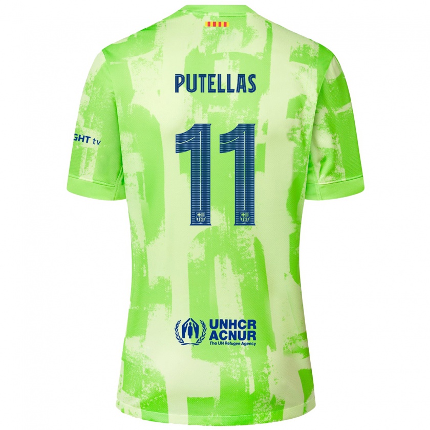 Kandiny Kinder Alexia Putellas #11 Limettengrün Ausweichtrikot Trikot 2024/25 T-Shirt