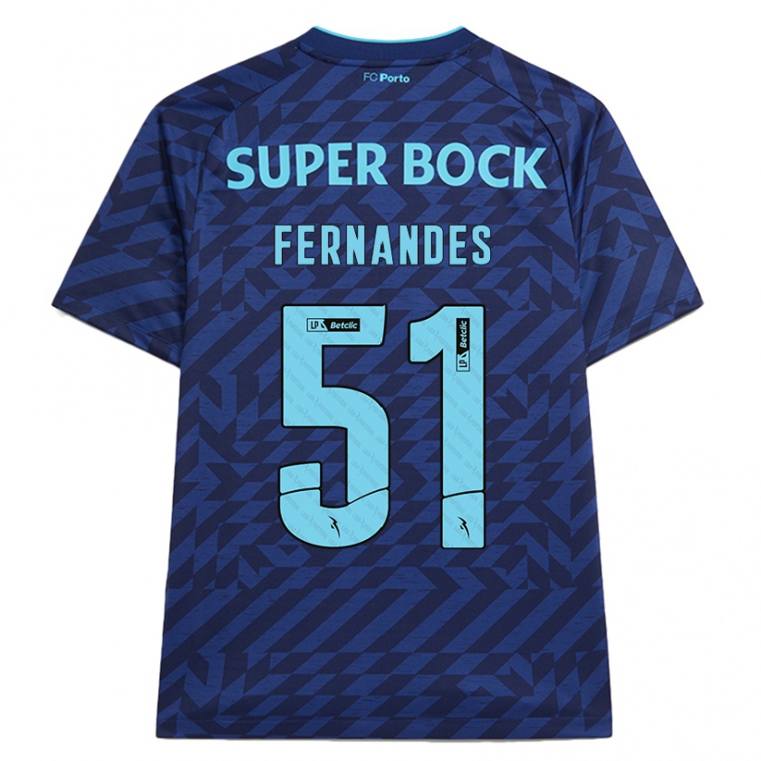 Kandiny Kinder Diogo Fernandes #51 Marineblau Ausweichtrikot Trikot 2024/25 T-Shirt