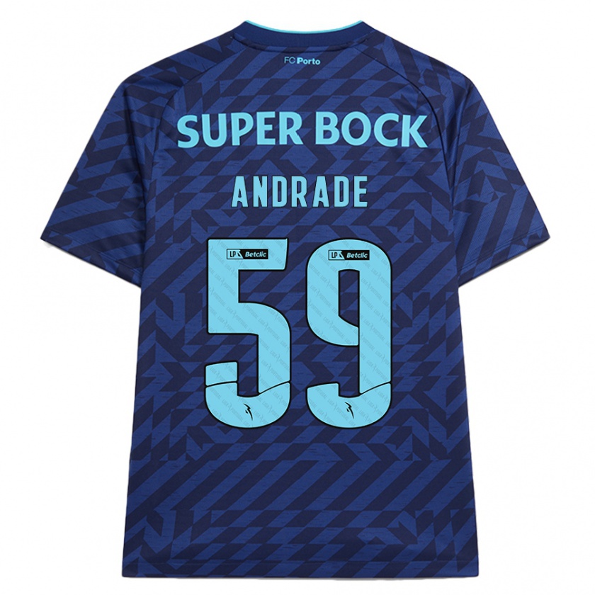 Kandiny Kinder Tiago Andrade #59 Marineblau Ausweichtrikot Trikot 2024/25 T-Shirt