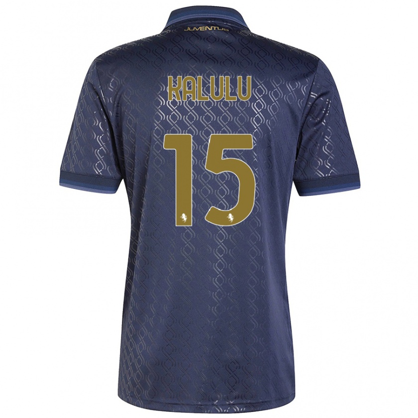 Kandiny Kinder Pierre Kalulu #15 Marineblau Ausweichtrikot Trikot 2024/25 T-Shirt