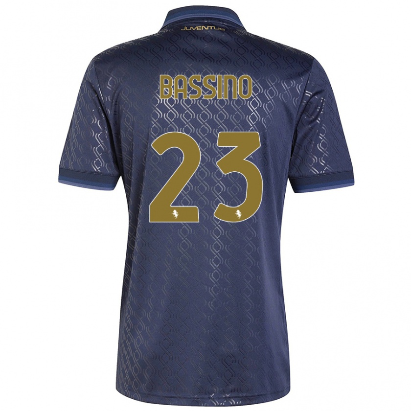 Kandiny Kinder Alessandro Bassino #23 Marineblau Ausweichtrikot Trikot 2024/25 T-Shirt