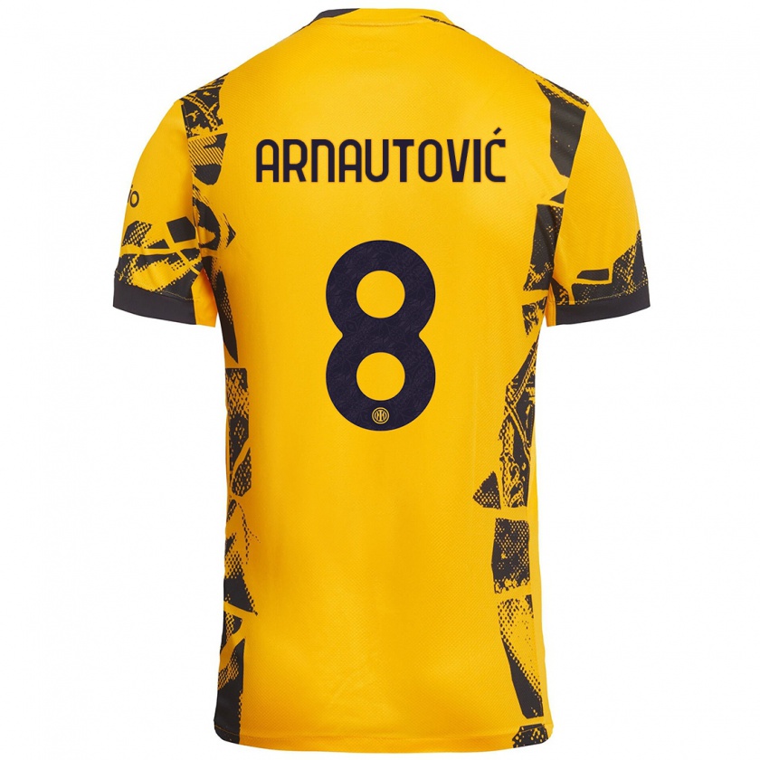 Kandiny Kinder Marko Arnautovic #8 Gold Schwarz Ausweichtrikot Trikot 2024/25 T-Shirt