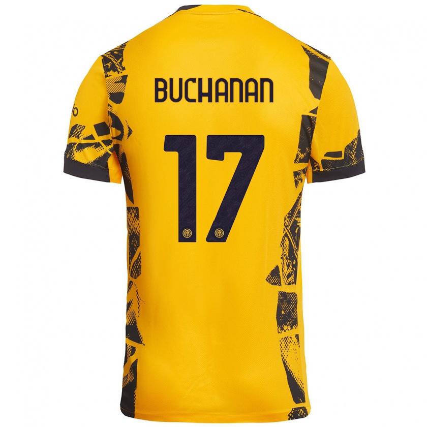 Kandiny Kinder Tajon Buchanan #17 Gold Schwarz Ausweichtrikot Trikot 2024/25 T-Shirt