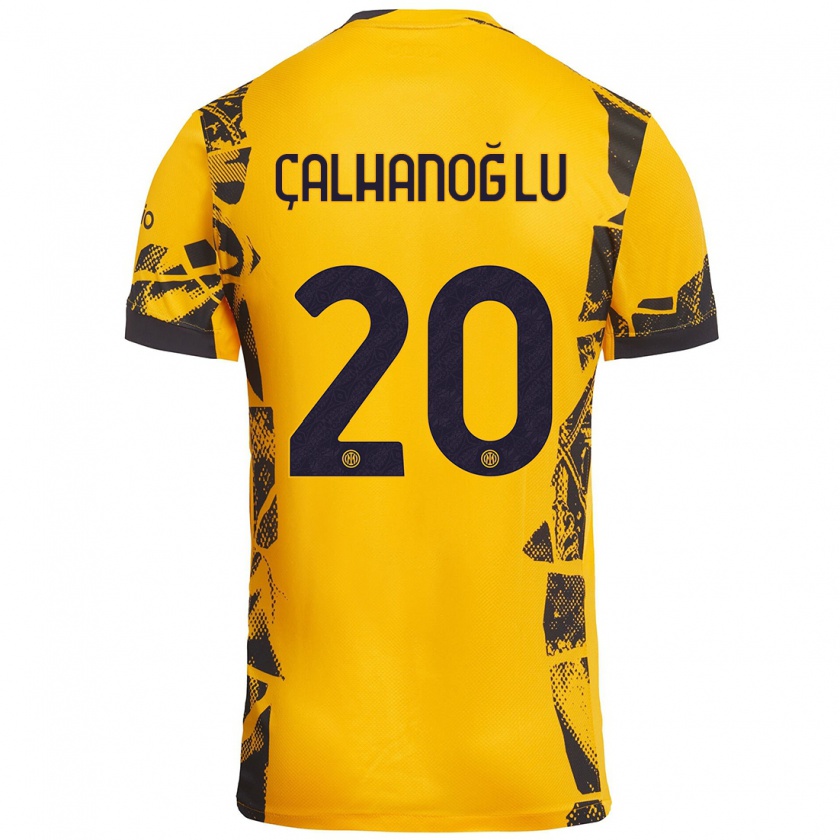 Kandiny Kinder Hakan Çalhanoğlu #20 Gold Schwarz Ausweichtrikot Trikot 2024/25 T-Shirt