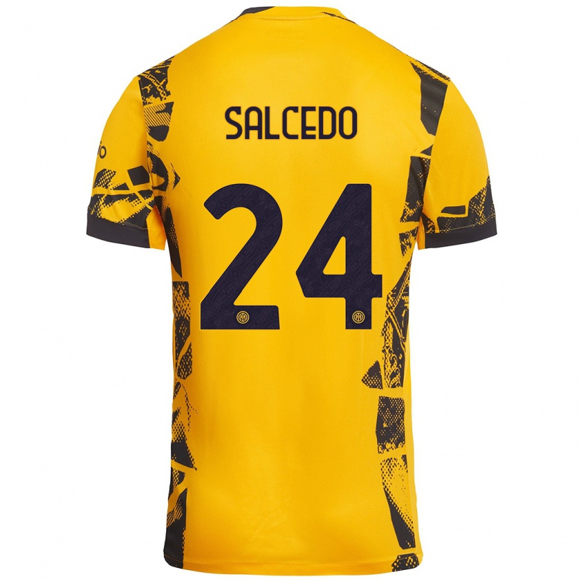 Kandiny Kinder Eddie Salcedo #24 Gold Schwarz Ausweichtrikot Trikot 2024/25 T-Shirt