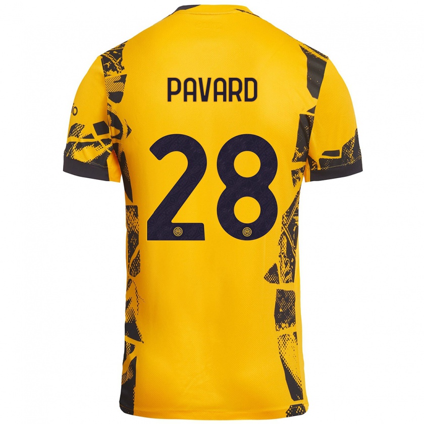 Kandiny Kinder Benjamin Pavard #28 Gold Schwarz Ausweichtrikot Trikot 2024/25 T-Shirt