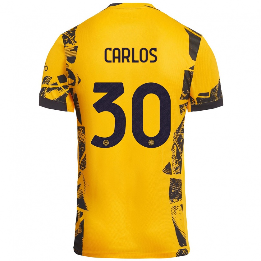 Kandiny Kinder Carlos Augusto #30 Gold Schwarz Ausweichtrikot Trikot 2024/25 T-Shirt