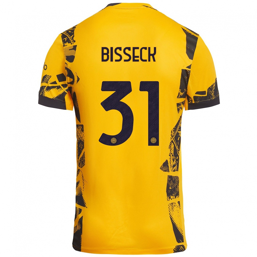 Kandiny Kinder Yann Bisseck #31 Gold Schwarz Ausweichtrikot Trikot 2024/25 T-Shirt