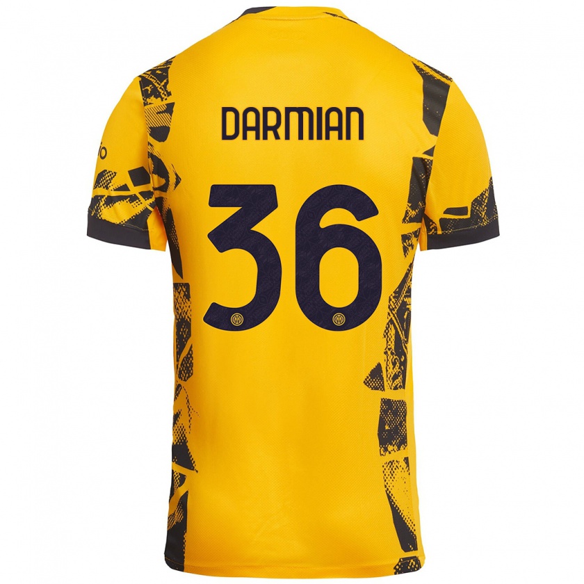 Kandiny Kinder Matteo Darmian #36 Gold Schwarz Ausweichtrikot Trikot 2024/25 T-Shirt