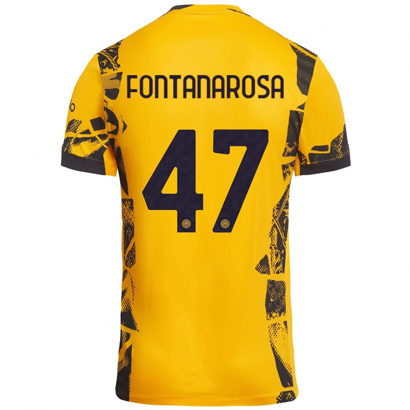 Kandiny Kinder Alessandro Fontanarosa #47 Gold Schwarz Ausweichtrikot Trikot 2024/25 T-Shirt