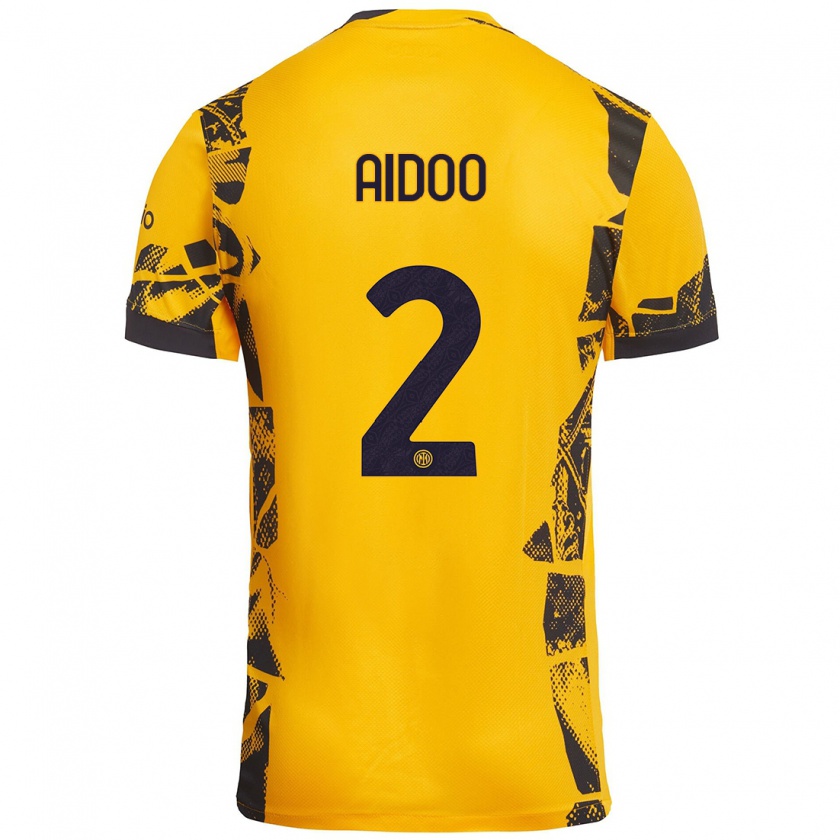 Kandiny Kinder Mike Aidoo #2 Gold Schwarz Ausweichtrikot Trikot 2024/25 T-Shirt