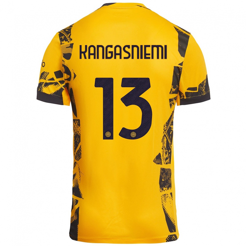 Kandiny Kinder Ilari Kangasniemi #13 Gold Schwarz Ausweichtrikot Trikot 2024/25 T-Shirt