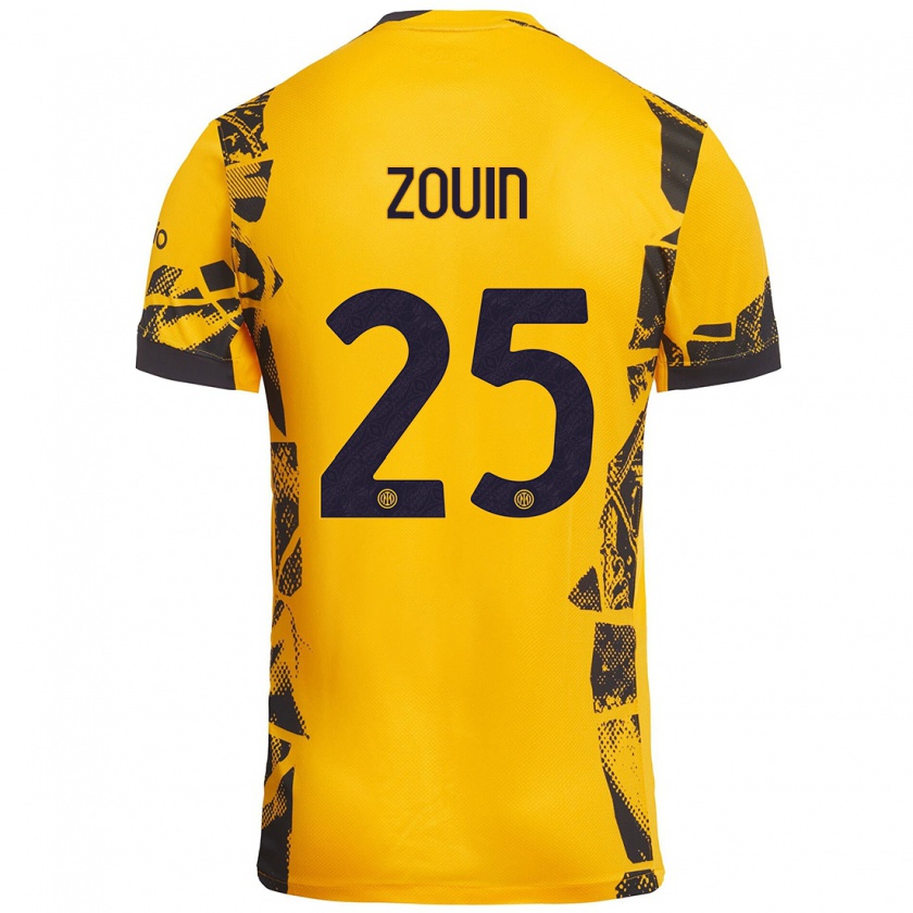 Kandiny Kinder Aymen Zouin #25 Gold Schwarz Ausweichtrikot Trikot 2024/25 T-Shirt