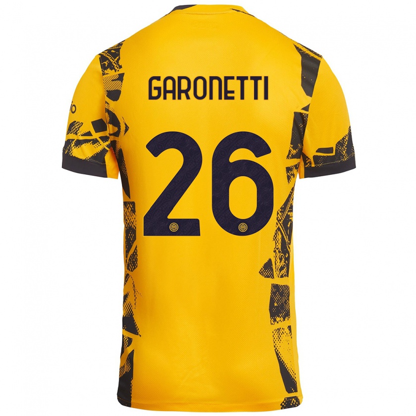 Kandiny Kinder Gabriele Garonetti #26 Gold Schwarz Ausweichtrikot Trikot 2024/25 T-Shirt