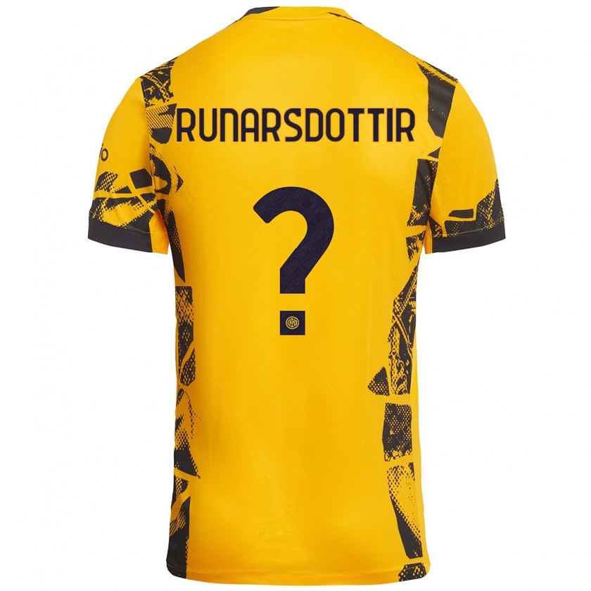 Kandiny Kinder Cecilía Rán Rúnarsdóttir #0 Gold Schwarz Ausweichtrikot Trikot 2024/25 T-Shirt