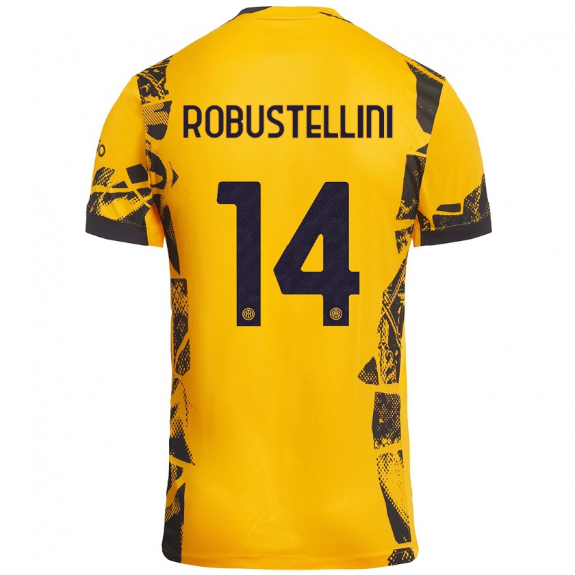 Kandiny Kinder Chiara Robustellini #14 Gold Schwarz Ausweichtrikot Trikot 2024/25 T-Shirt