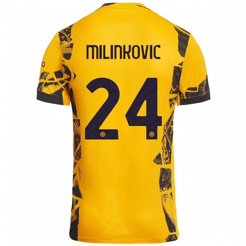 Kandiny Kinder Marija Milinković #24 Gold Schwarz Ausweichtrikot Trikot 2024/25 T-Shirt