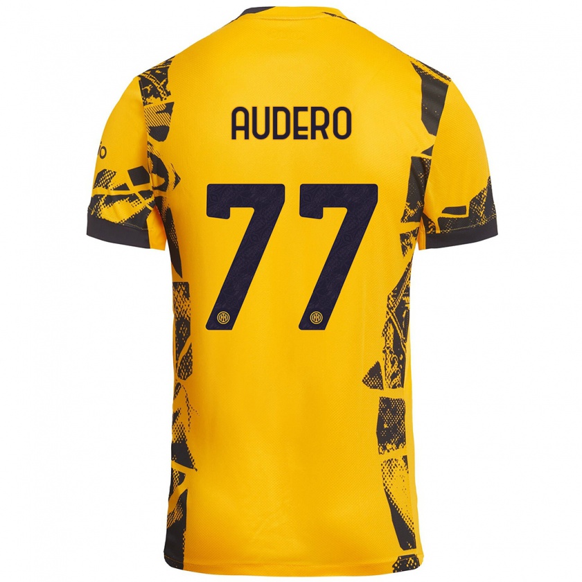 Kandiny Kinder Emil Audero #77 Gold Schwarz Ausweichtrikot Trikot 2024/25 T-Shirt