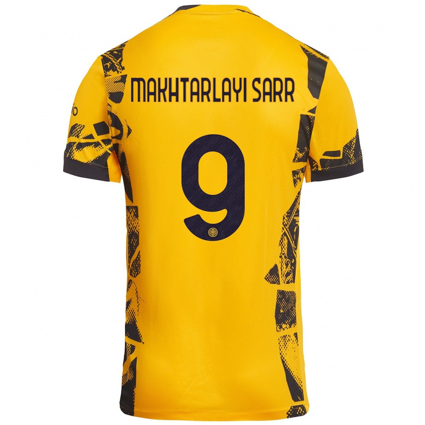 Kandiny Kinder Amadou Makhtarlayi Sarr #9 Gold Schwarz Ausweichtrikot Trikot 2024/25 T-Shirt