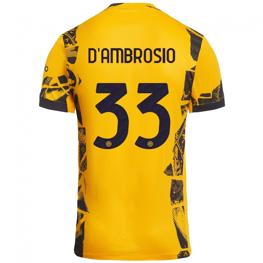 Kandiny Kinder Danilo D'ambrosio #33 Gold Schwarz Ausweichtrikot Trikot 2024/25 T-Shirt