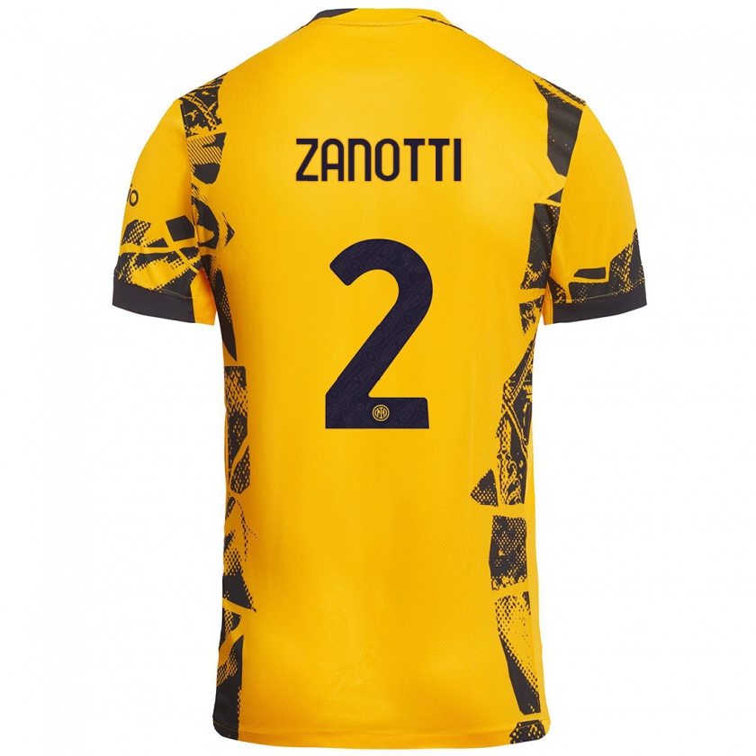 Kandiny Kinder Mattia Zanotti #2 Gold Schwarz Ausweichtrikot Trikot 2024/25 T-Shirt