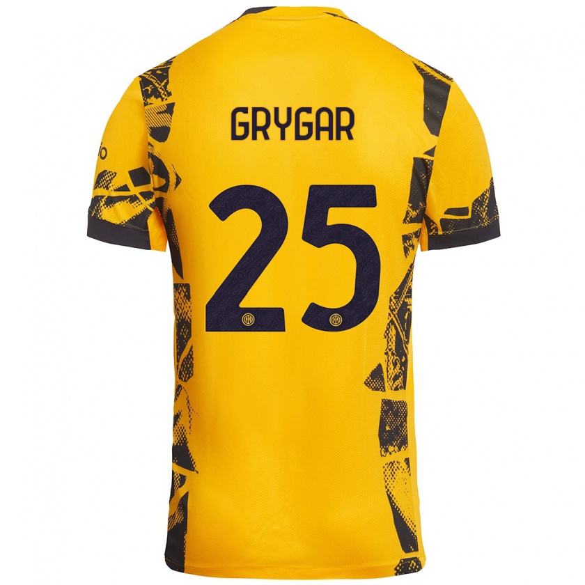 Kandiny Kinder Samuel Grygar #25 Gold Schwarz Ausweichtrikot Trikot 2024/25 T-Shirt