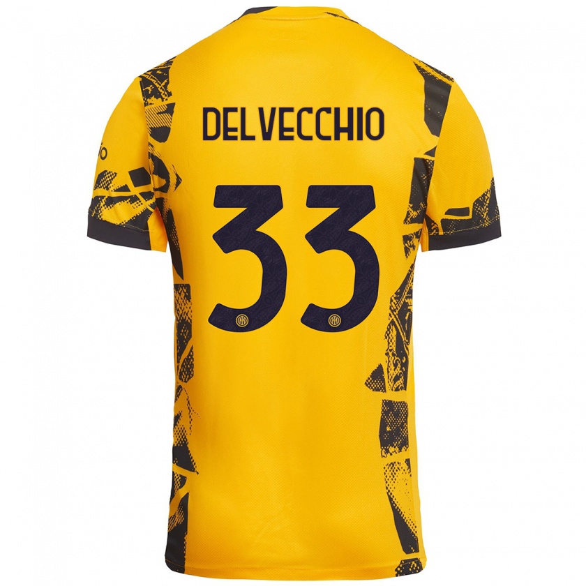 Kandiny Kinder Gabriele Delvecchio #33 Gold Schwarz Ausweichtrikot Trikot 2024/25 T-Shirt