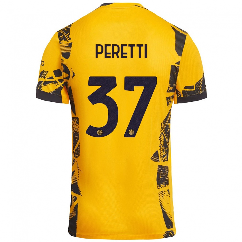 Kandiny Kinder Lorenzo Peretti #37 Gold Schwarz Ausweichtrikot Trikot 2024/25 T-Shirt