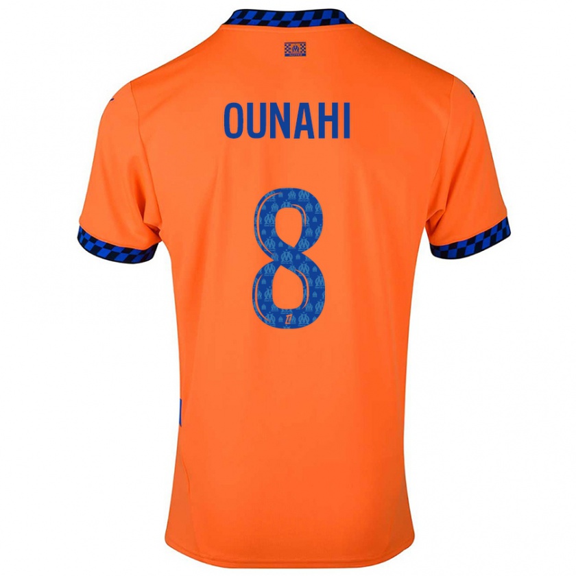 Kandiny Kinder Azzedine Ounahi #8 Orange Dunkelblau Ausweichtrikot Trikot 2024/25 T-Shirt