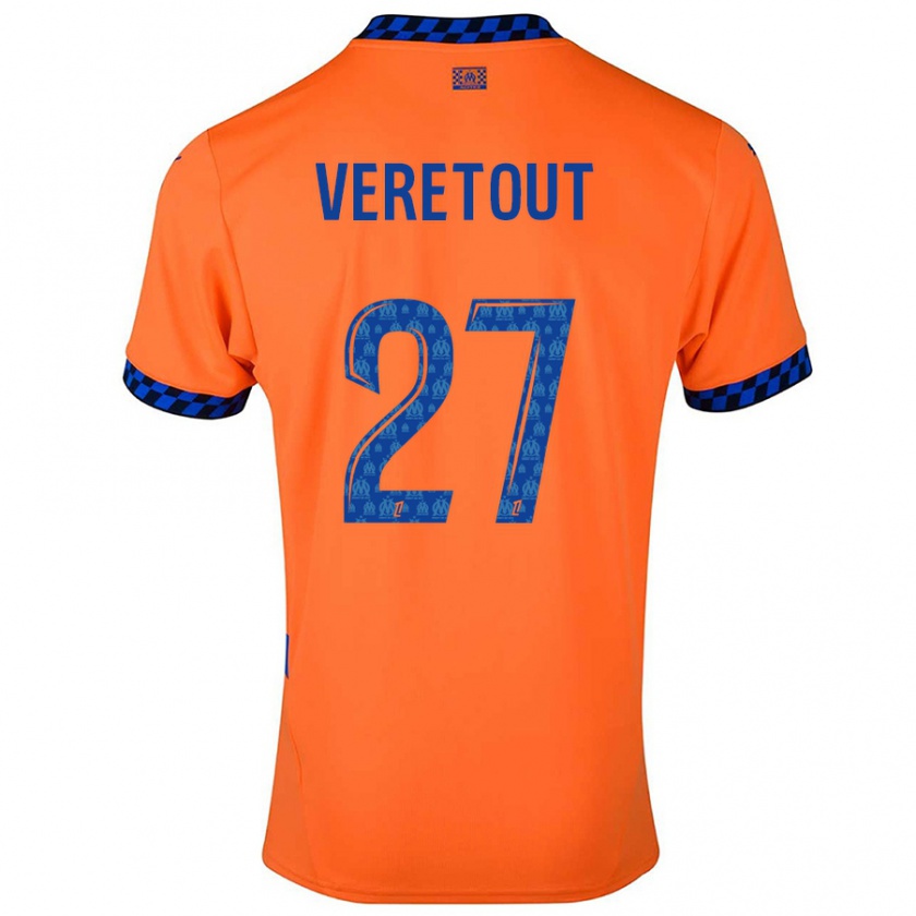 Kandiny Kinder Jordan Veretout #27 Orange Dunkelblau Ausweichtrikot Trikot 2024/25 T-Shirt