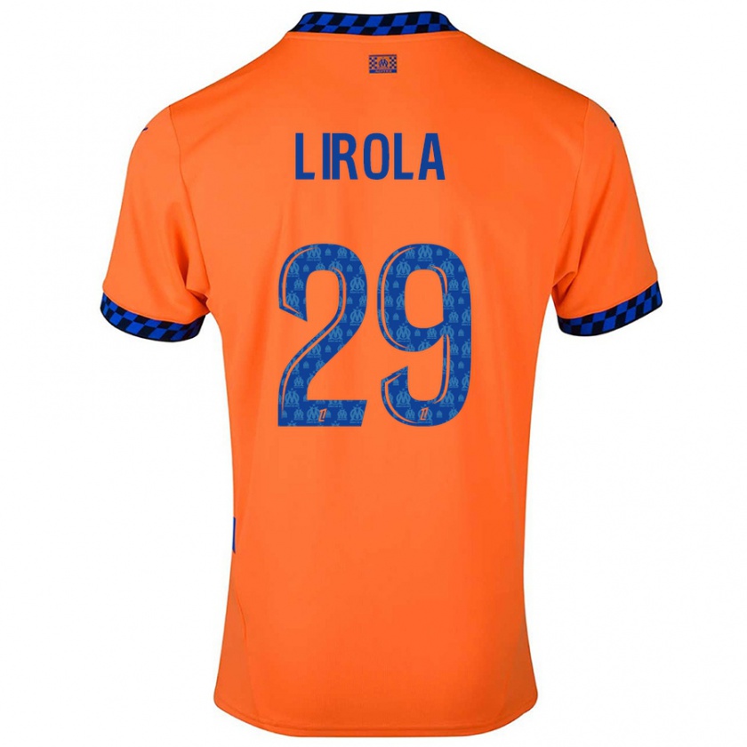 Kandiny Kinder Pol Lirola #29 Orange Dunkelblau Ausweichtrikot Trikot 2024/25 T-Shirt