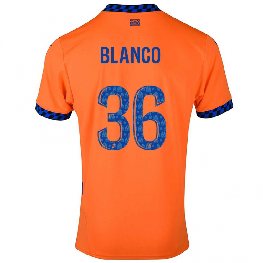 Kandiny Kinder Rubén Blanco #36 Orange Dunkelblau Ausweichtrikot Trikot 2024/25 T-Shirt