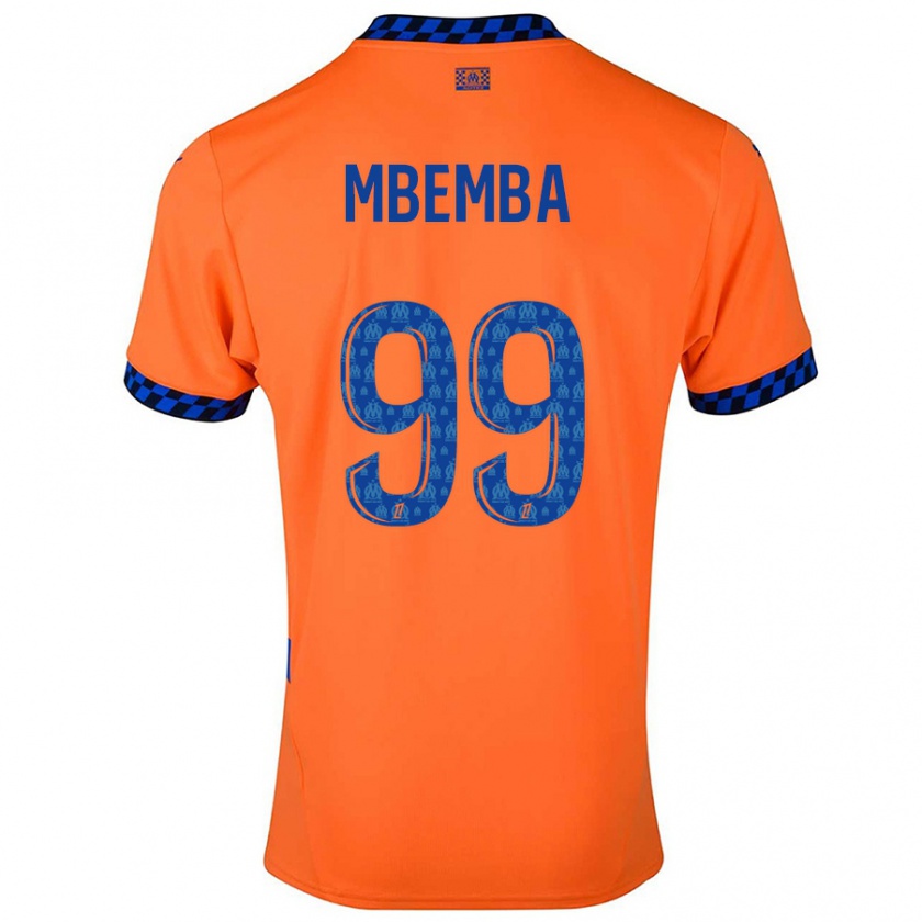 Kandiny Kinder Chancel Mbemba #99 Orange Dunkelblau Ausweichtrikot Trikot 2024/25 T-Shirt