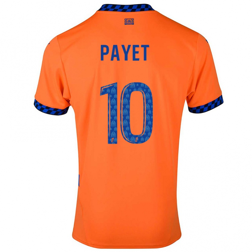 Kandiny Kinder Dimitri Payet #10 Orange Dunkelblau Ausweichtrikot Trikot 2024/25 T-Shirt