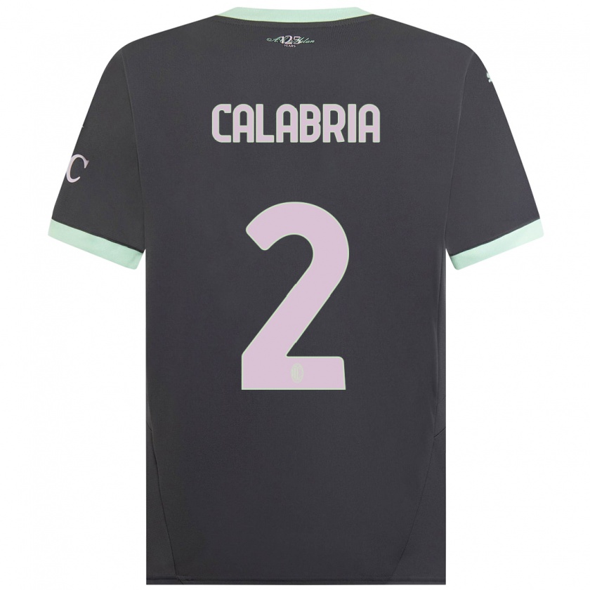 Kandiny Kinder Davide Calabria #2 Grau Ausweichtrikot Trikot 2024/25 T-Shirt