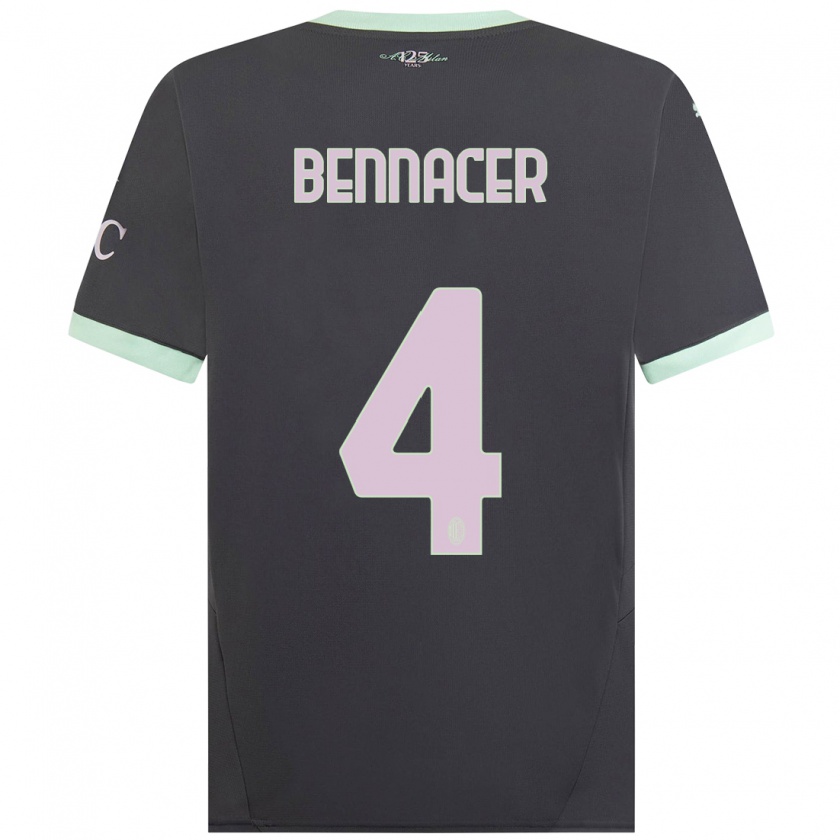 Kandiny Kinder Ismaël Bennacer #4 Grau Ausweichtrikot Trikot 2024/25 T-Shirt